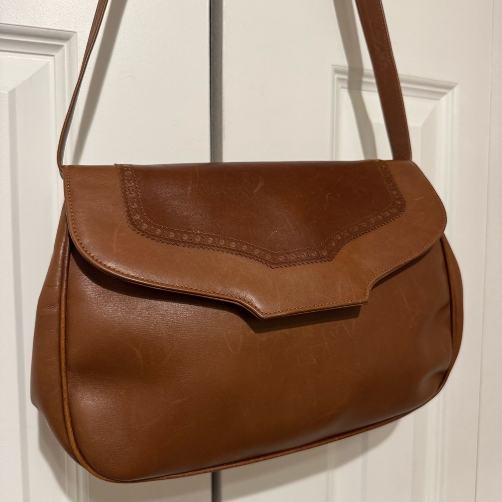 Salvatore Ferragamo Brown Leather Shoulder Crossbody Bag Gold Hardware